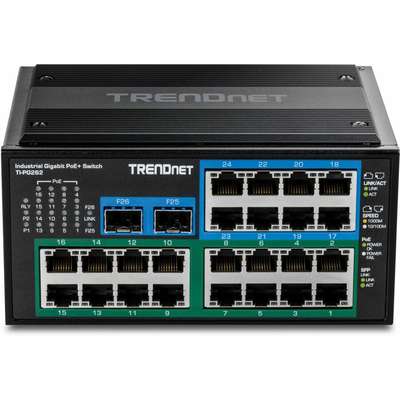 TRENDnet 26P Hardened Industrial Switch Switch Gigabit PoE+ DIN-Rail