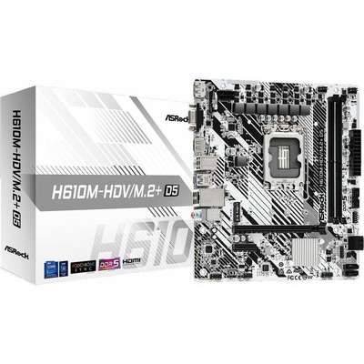 ASRock Inc Asrock MB H610M-HDV M.2+ D5 H610 LGA1700 MAX96GB DDR5 PCIE Micro ATX
