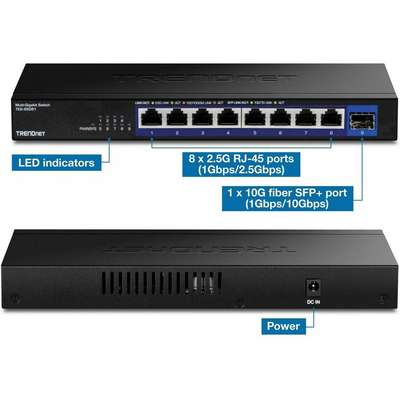TRENDnet 9-Port 2.5G Unmanaged Switch with 10G SFP+ Port