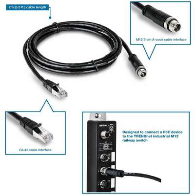 TRENDnet M12 to RJ 45 Ind Ethernet Cable
