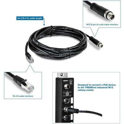 TRENDnet M12 to RJ 45 Ind Ethernet Cable