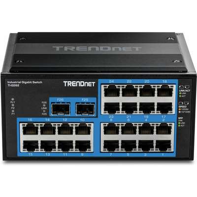 TRENDnet 26-Port Hardened Industrial Gigabit DIN-Rail Switch