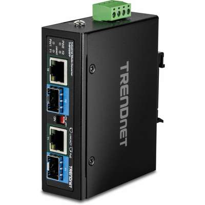 TRENDnet 2-Port Industrial SFP to Gigabit PoE++ Media Converter