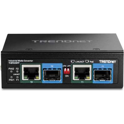 TRENDnet 2-Port Industrial SFP to Gigabit PoE++ Media Converter