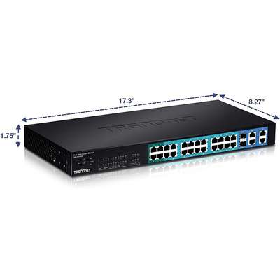 TRENDnet 24-Port 10/100Mbps Web Smart PoE Switch with 4 Gigabit Ports and 2 Mini-GBIC Slots