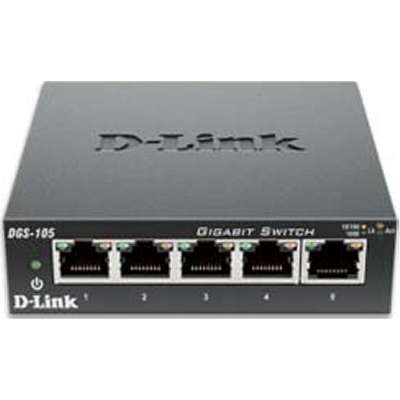 D-Link Systems DGS-105 5-Port Gigabit Unmanaged Metal Desktop Switch