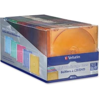 Verbatim CD/DVD Color Slim Jewel Cases (5-Colors Assorted) *50-Pack*