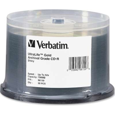 Verbatim CD-R 700MB 52X UltraLife Gold Archival Grade with Branded Surface - 50-pack Spindle