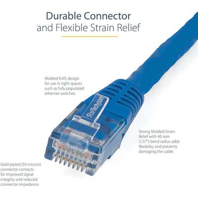 StarTech.com CAT6 Ethernet Cable 20' Blue 650MHz Molded Patch Cord PoE++