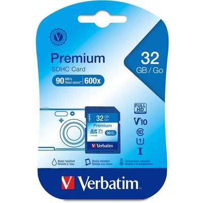 Verbatim 32GB Premium SDHC Memory Card, Class 10