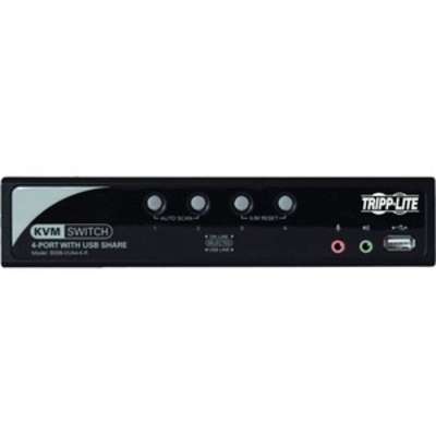 Tripp Lite 4-Port KVM Switch with Audio 2-Port USB2.0 Hub & Cables