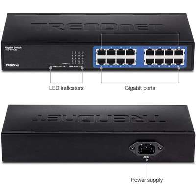 TRENDnet 16-Port Gigabit GREENnet Switch (Metal Desktop)