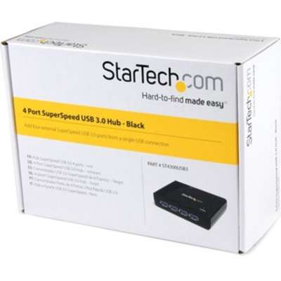 StarTech.com 4 Port Black SuperSpeed USB 3.0 Hub - 4 Port USB 3.0 Hub