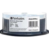 Verbatim BD-R DL 50GB 8X White Label DataLife+ White InkJet Hub Printable 25-pack Spindle