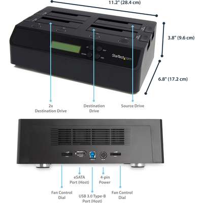 StarTech.com 4 Bay USB 3 eSATA to SATA 1:3 Hard Disk Drive Hard Drive Duplicator Dock