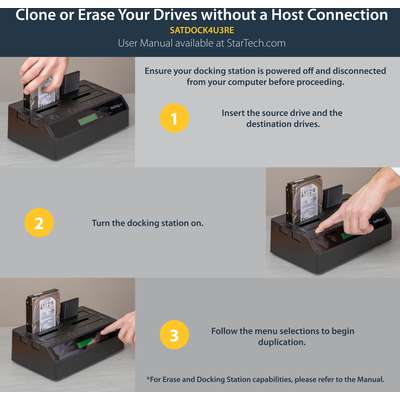 StarTech.com 4 Bay USB 3 eSATA to SATA 1:3 Hard Disk Drive Hard Drive Duplicator Dock