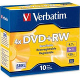 Verbatim DVD+RW 4.7GB 4x with Branded Surface *10-Pack Slim Case*