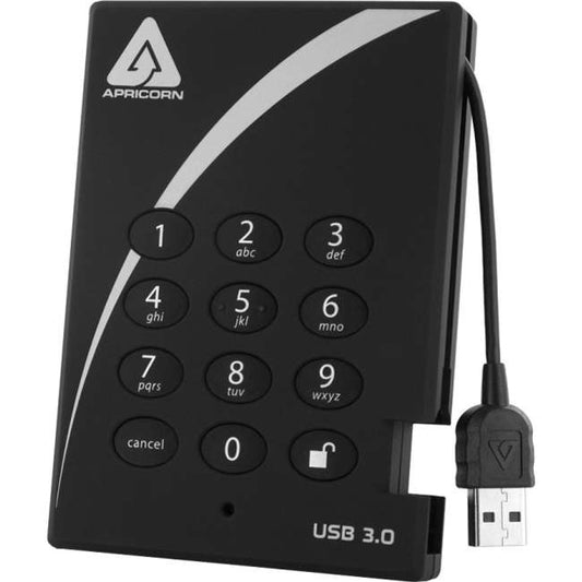 Apricorn 500GB AES-XTS Padlock Secure USB 3.0 5400 RPM 8MB 256-Bit Encrypt