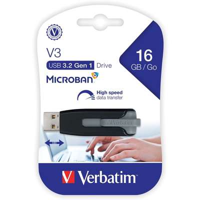 Verbatim 16GB Store 'n' Go V3 USB 3.0 Drive - Black/Gray