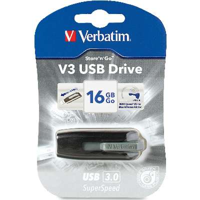 Verbatim 16GB Store 'n' Go V3 USB 3.0 Drive - Black/Gray