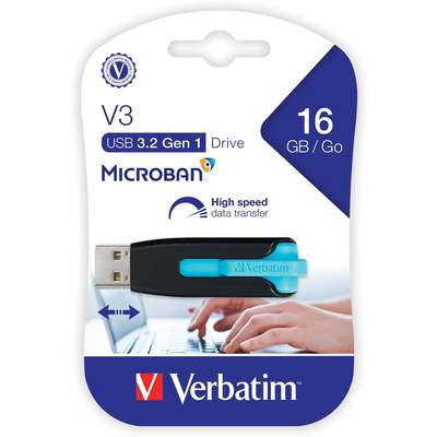 Verbatim 16GB Store 'n' Go V3 USB 3.0 Drive Black/Blue