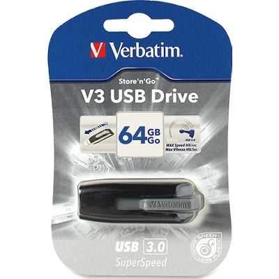 Verbatim 64GB Store 'n' Go V3 USB 3.0 Flash Drive - Gray