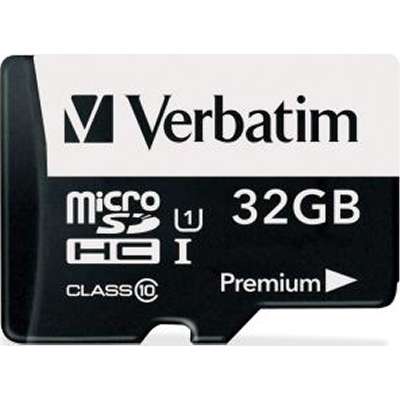 Verbatim 32GB Premium MicroSDHC Memory Card with Adapter, Class 10