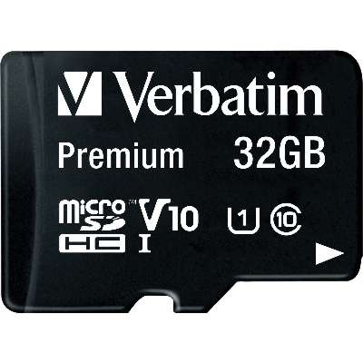 Verbatim 32GB Premium MicroSDHC Memory Card with Adapter, Class 10