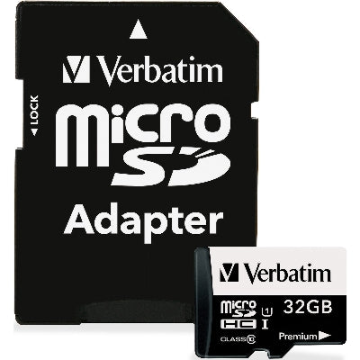 Verbatim 32GB Premium MicroSDHC Memory Card with Adapter, Class 10