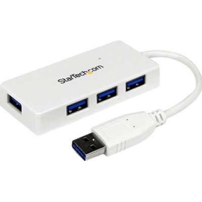 StarTech.com 4 Port Portable SuperSpeed Mini USB 3.0 Hub - White