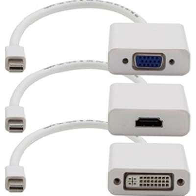 AddOn Mini-DP Bundle MDP to VGA HDMI DVI White Adapter