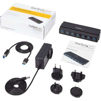 StarTech.com 7 Port SuperSpeed USB 3.0 Hub - Desktop USB Hub with Adapter