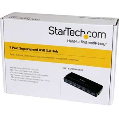 StarTech.com 7 Port SuperSpeed USB 3.0 Hub - Desktop USB Hub with Adapter