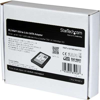 StarTech.com M.2 SSD to 2.5" SATA 3 Adapter NGFF SSD Converter with Protective Housing