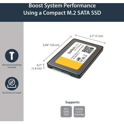 StarTech.com M.2 SSD to 2.5" SATA 3 Adapter NGFF SSD Converter with Protective Housing