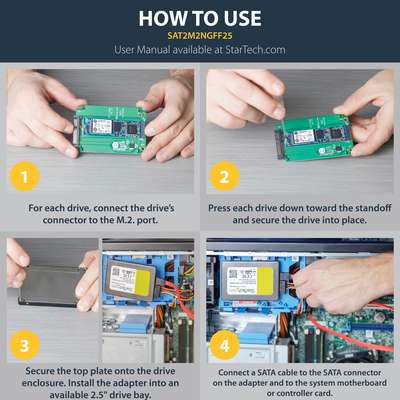 StarTech.com M.2 SSD to 2.5" SATA 3 Adapter NGFF SSD Converter with Protective Housing