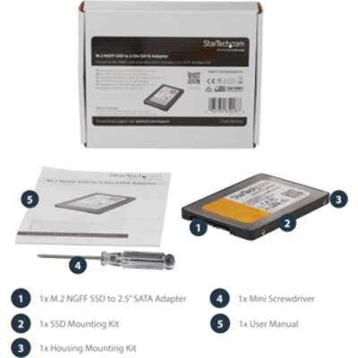 StarTech.com M.2 SSD to 2.5" SATA 3 Adapter NGFF SSD Converter with Protective Housing