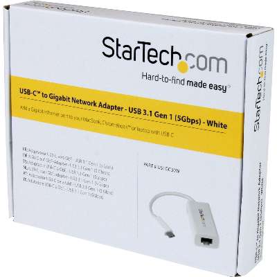 StarTech.com USB C to Gigabit Ethernet Adapter - USB 3.1 Gen 1 - White