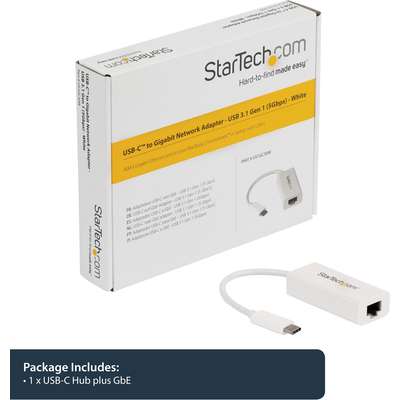 StarTech.com USB C to Gigabit Ethernet Adapter - USB 3.1 Gen 1 - White