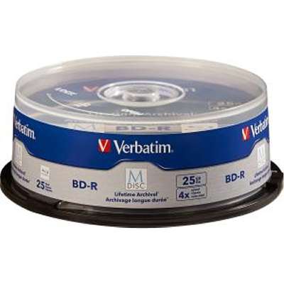 Verbatim M DISC BD-R 25GB 4x with Branded Surface Spindle - 25-pack