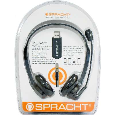 Spracht ZUM3500 Zum USB/3.5 MM Headset Plug N Play Dual-Ear 3.5MM PIN/USB