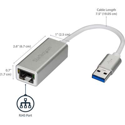 StarTech.com USB 3.0 Ethernet Adapter - Silver - Sleek Aluminum