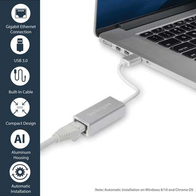 StarTech.com USB 3.0 Ethernet Adapter - Silver - Sleek Aluminum