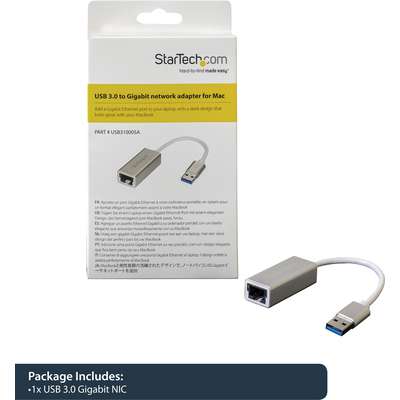 StarTech.com USB 3.0 Ethernet Adapter - Silver - Sleek Aluminum