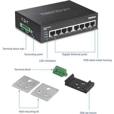 TRENDnet 8-Port hardened Industrial Gigabit Switch