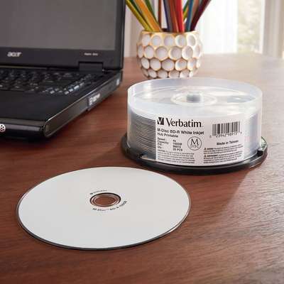 Verbatim 25-pack M-Disc BDXL 4x 100GB Inkjet Hub Printable Spindle