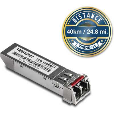 TRENDnet 10GBASE-ER SFP+ Single Mode LC Module 40KM (24.9 miles) with DDM