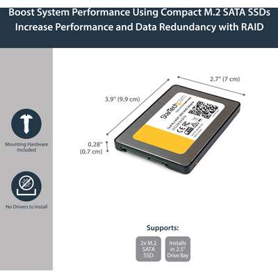 StarTech.com Dual M2 to SATA Adapter with RAID - 2x M.2 SSDs to 2.5 inch SATA