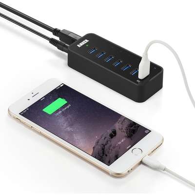 Anker USB 3.0 Hub 7 USB 3.0 Ports Vertical Black