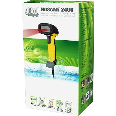 Adesso Waterproof Handheld CCD Barcode Scanner